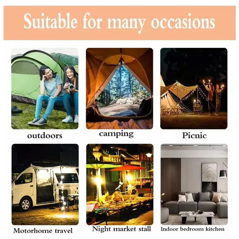 Portable Solar Fan Rechargeable Solar Powered Camping Fan Built-in Battery with RGB LED USB Ports Home Office Cooling Air Fan