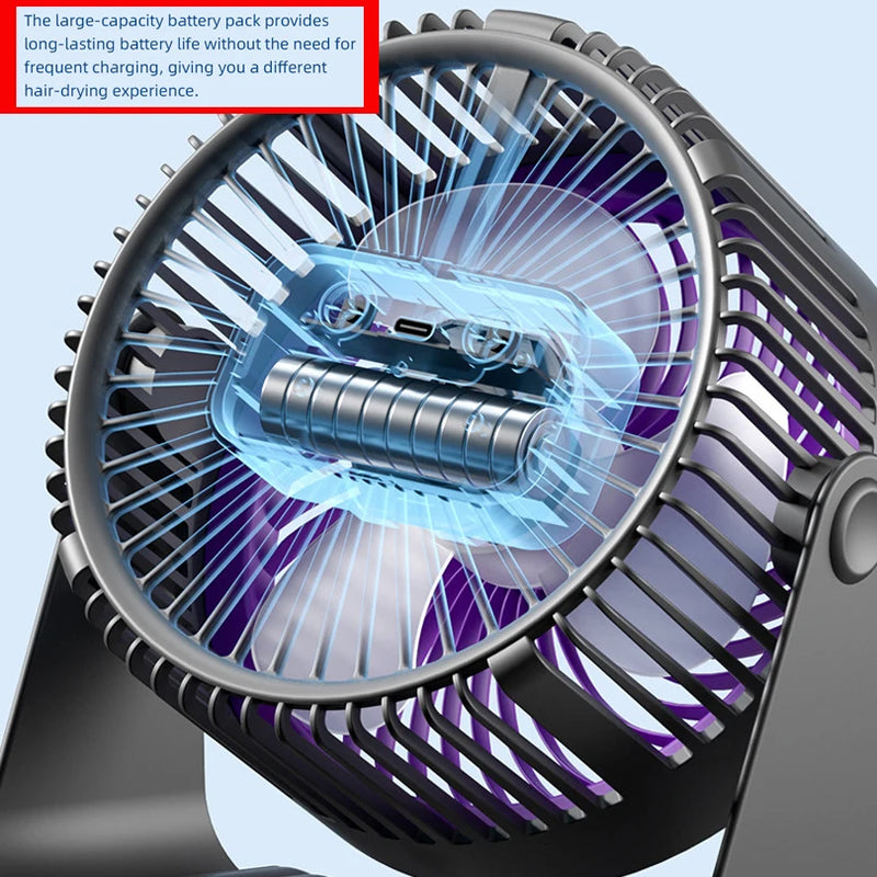 Portable Solar Fan Rechargeable Solar Powered Camping Fan Built-in Battery with RGB LED USB Ports Home Office Cooling Air Fan